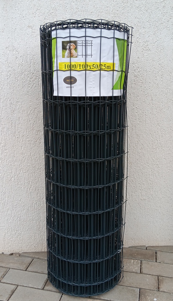 Rete plastificata saldata Metuje - antracite - altezza 100 cm, dimensione maglia 100*50 mm, rotolo 25 m
