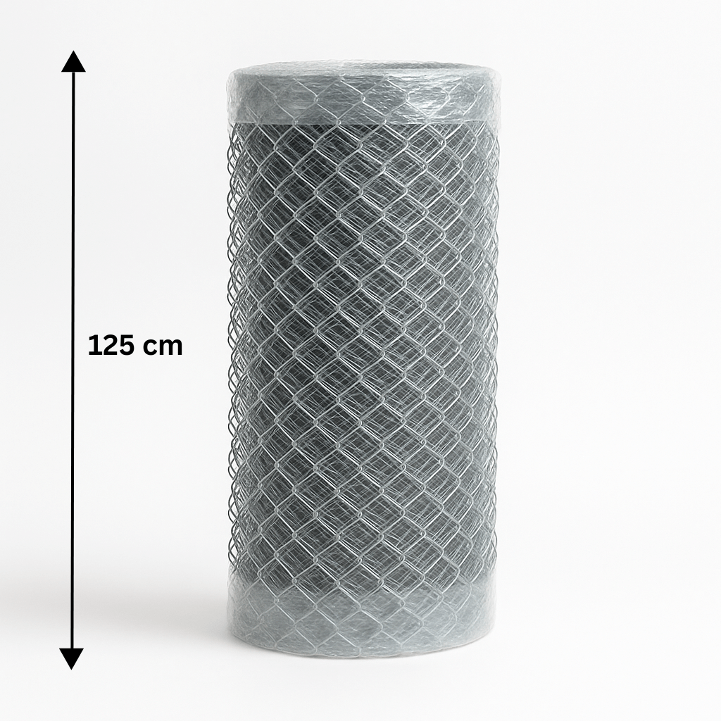 Rete zincata 125 cm, rotolo da 25 m