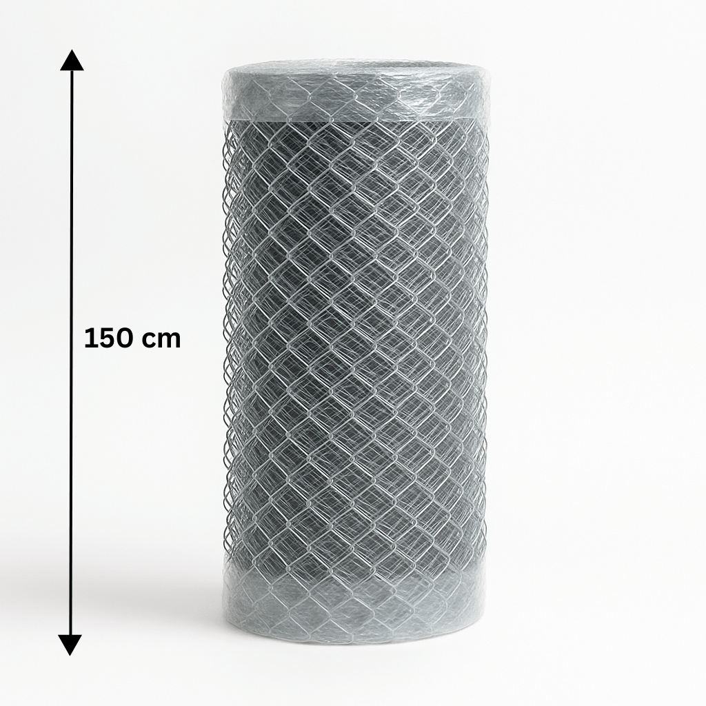 Rete zincata 150 cm, rotolo da 25 m