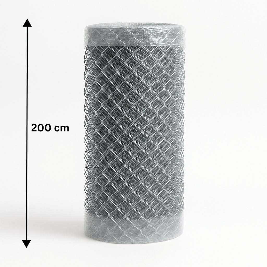Rete zincata 200 cm, rotolo da 25 m