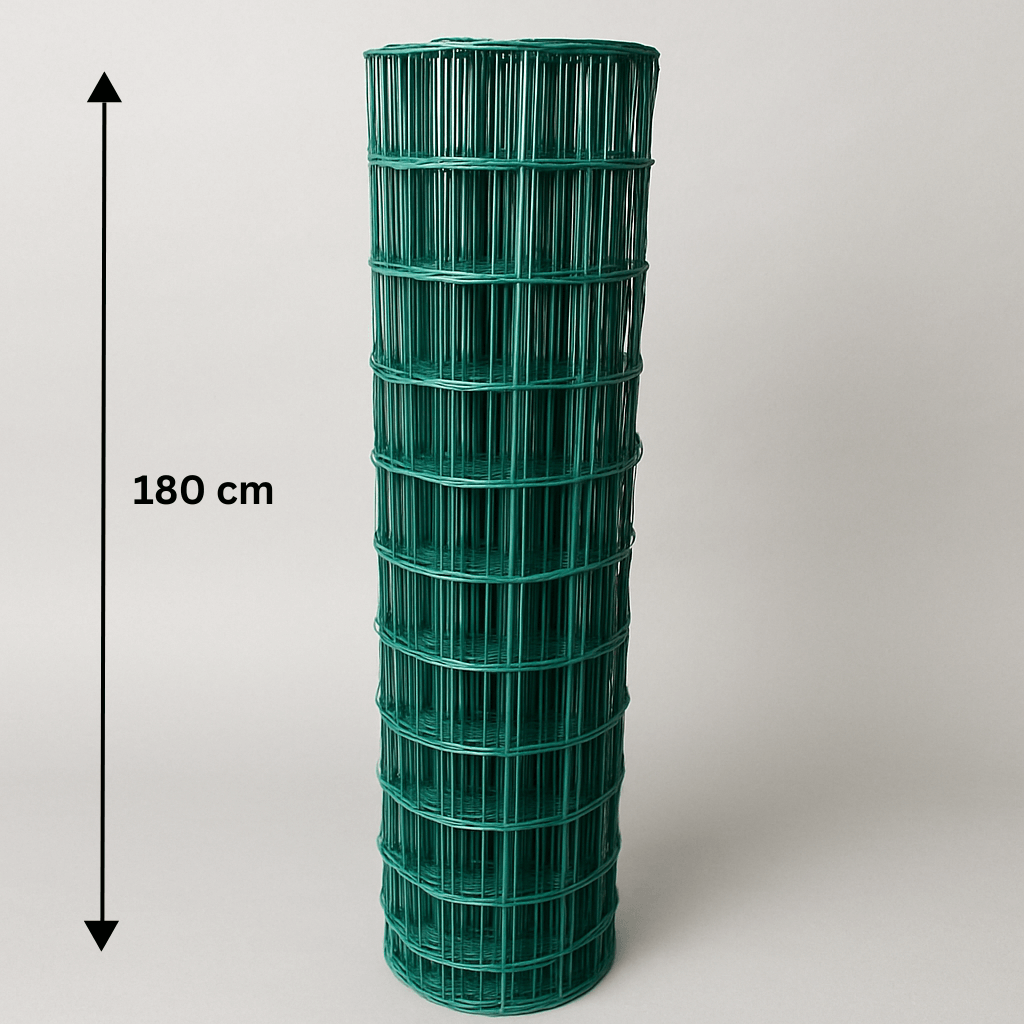 Rete plastificata saldata Metuje - verde - altezza 180 cm, dimensione maglia 100*50 mm, rotolo 25 m